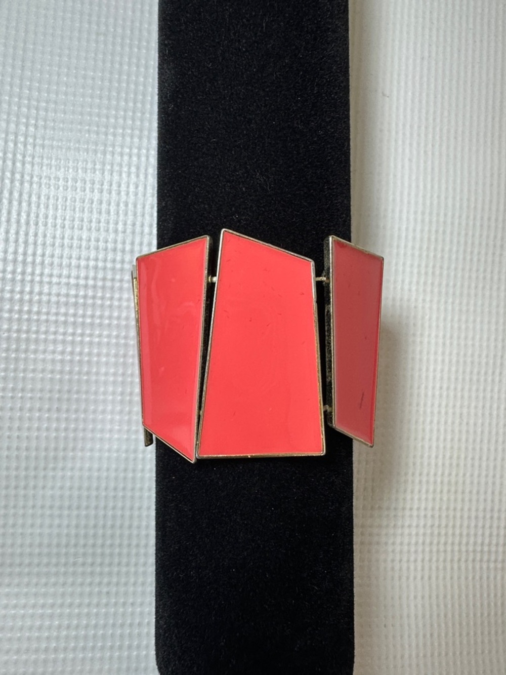 Gold and Coral Panel Stretch Bracelet
